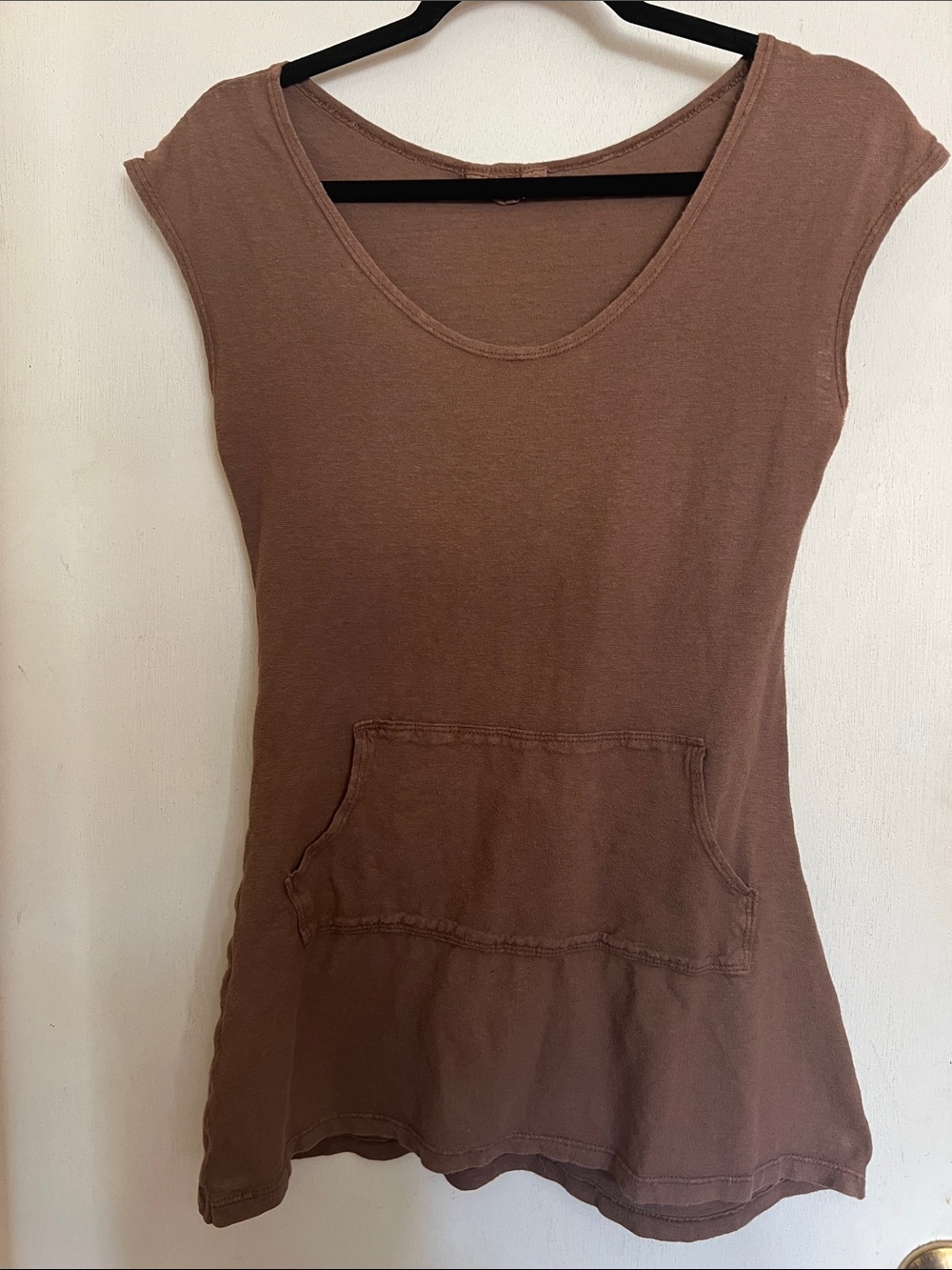Sweet Skins Hemp Cotton Women's Scoop Neck Short Sleeve Tunic Top - Brown M